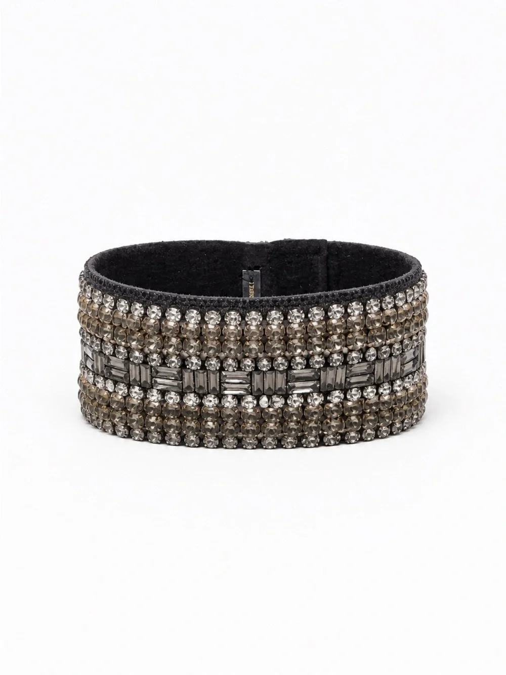 Embellished Wide Black gold beaded Bracelet